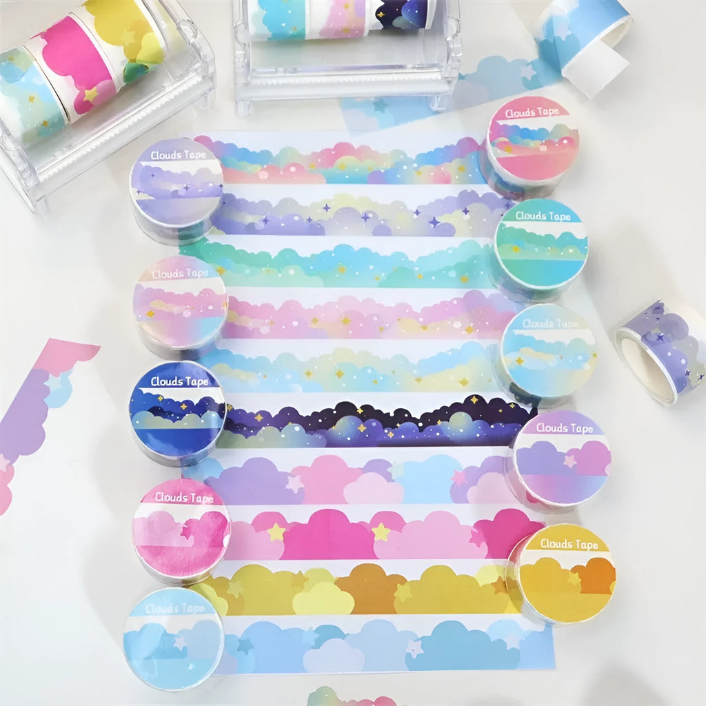 Stars and clouds pattern decorative washi tape, 24mm wide Japanese paper craft tape