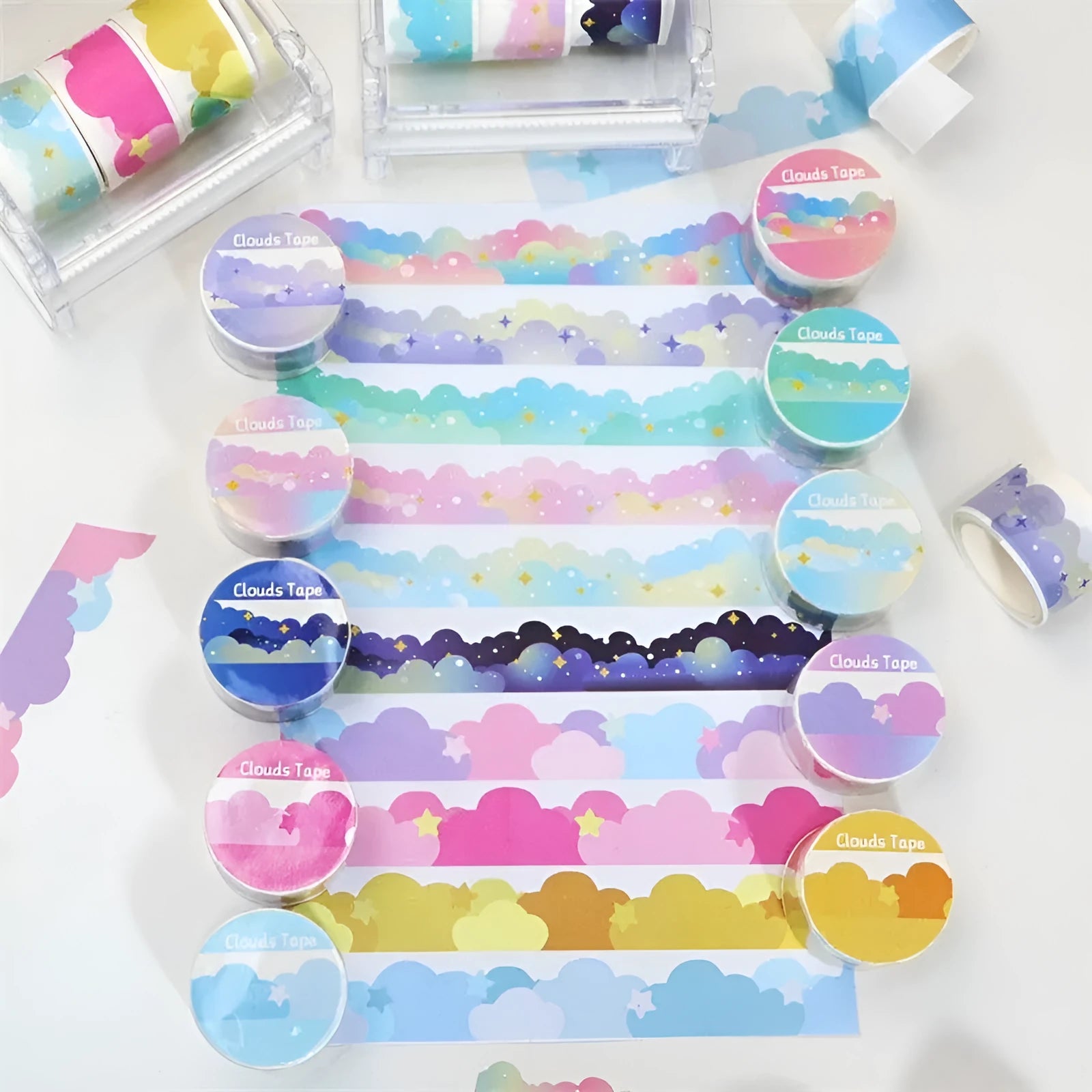Stars and clouds pattern decorative washi tape, 24mm wide Japanese paper craft tape