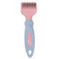 Stainless steel dog comb with knot knife measuring 170mm, available in pink or purple colours for pet grooming