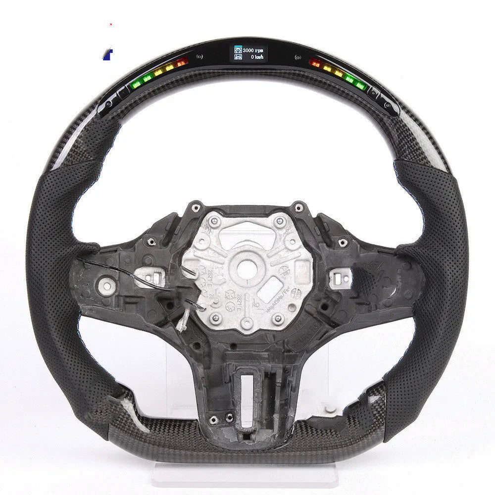 Black carbon fibre BMW steering wheel with LED lighting and heating function for X3 X5 models