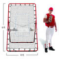 Red adjustable portable baseball training net with metal frame for 4x6 foot batting practice