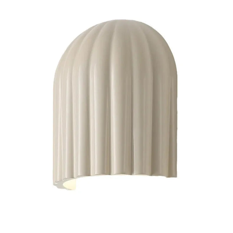 Modern corridor wall lamp with metal ironwork frame and resin decorative elements in beige colour