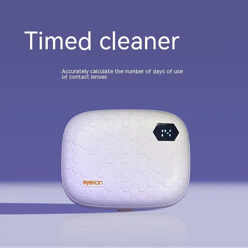 Automatic cleaning machine electric ultrasonic flushing instrument for invisible glasses in pearl white, blue, or pink, measuring 85x65x30mm