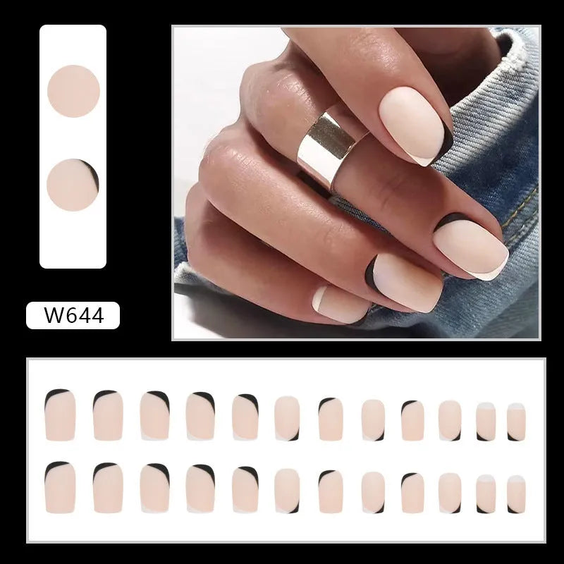 Black and white frosted manicure set with plastic wearable armour for DIY nail art