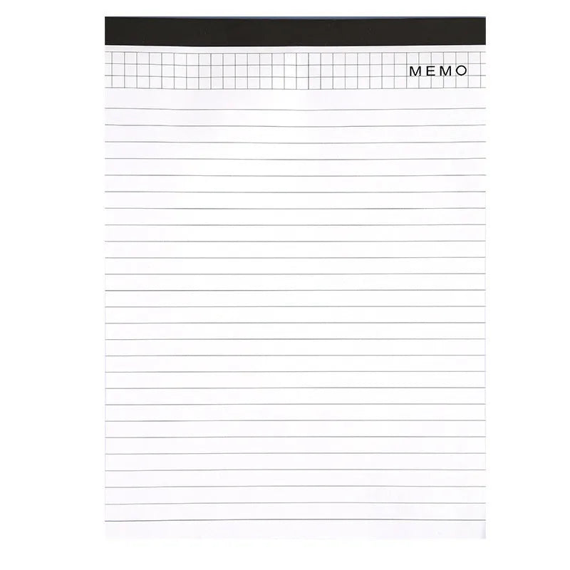 A4 tearable notebook with grid pages and wireless adhesive binding, paper cover