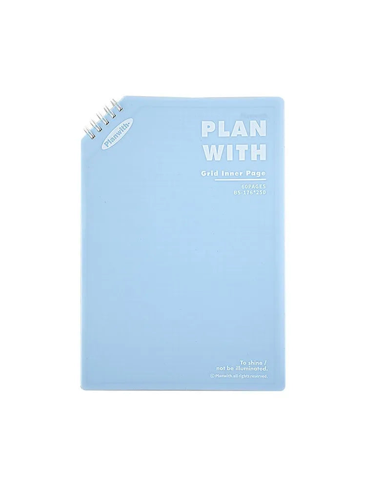Oblique Angle artsy Ins style student draft notebook with 60 sheets, white or plaid blue cover, A5 or B5 size