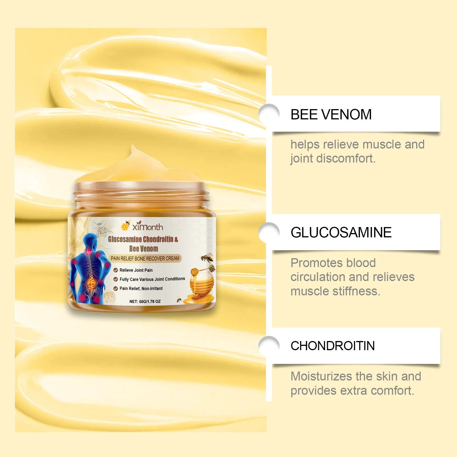 50g tube of Joint Neck Cream with bee venom and chondroitin sulfate.