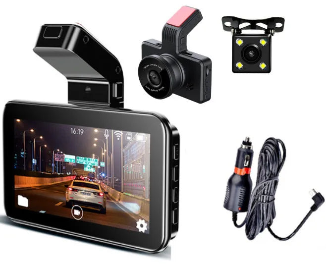3-inch dual lens car DVR dash camera with front and rear recording capabilities