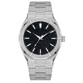 Men's business watch with stainless steel case, luminous hands, and frosted finish in silver colour