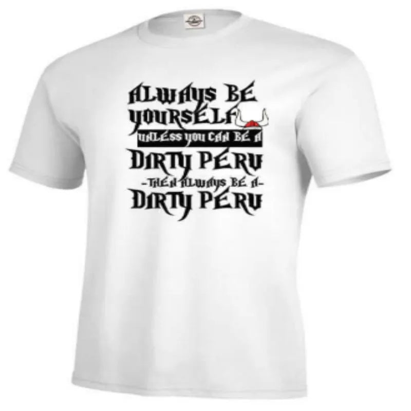 Men's white short sleeve t-shirt with printed design, straight cut, polyester fabric
