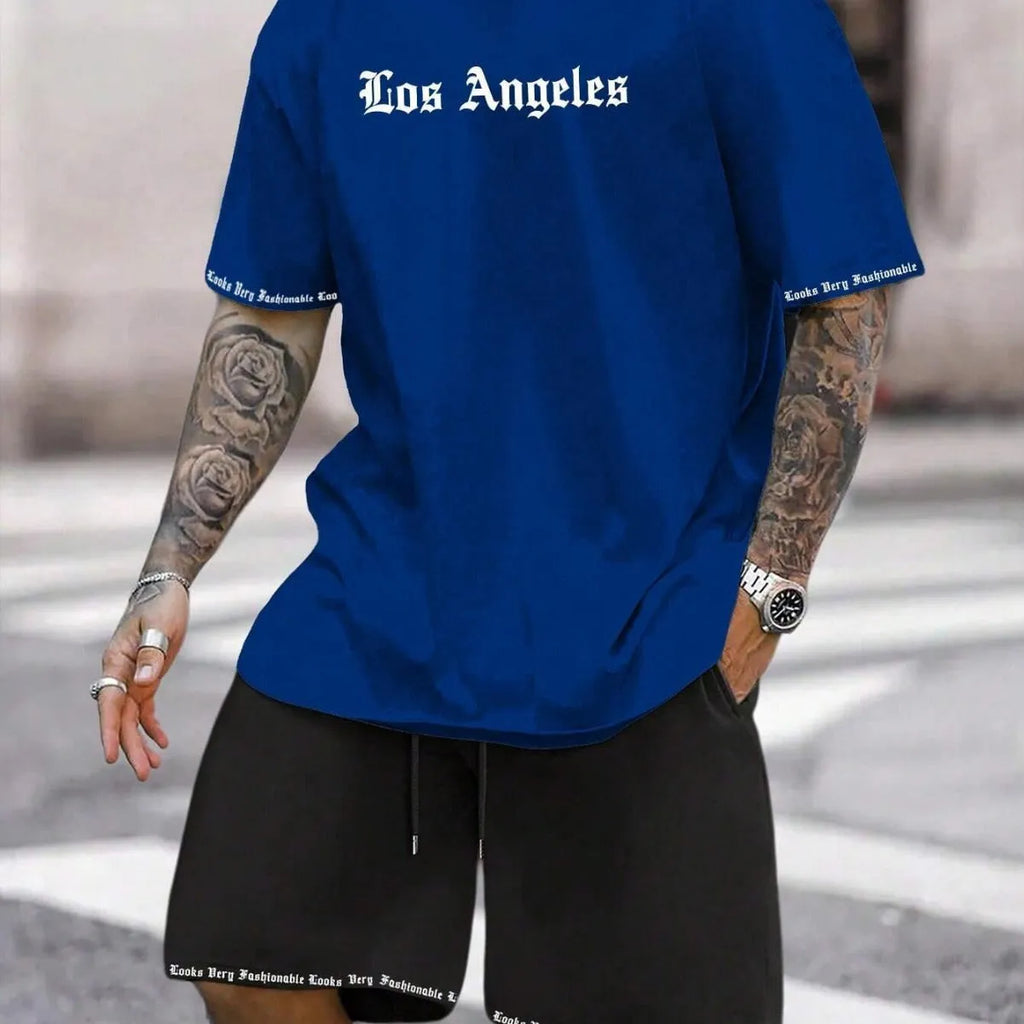 Sports style short-sleeved top and shorts set in polyester blend fabric, available in multiple colours and sizes