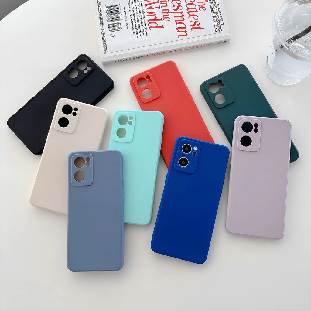Fine hole matte TPU straight edge phone case for Realme 10 and Realme V20 in black and antique white