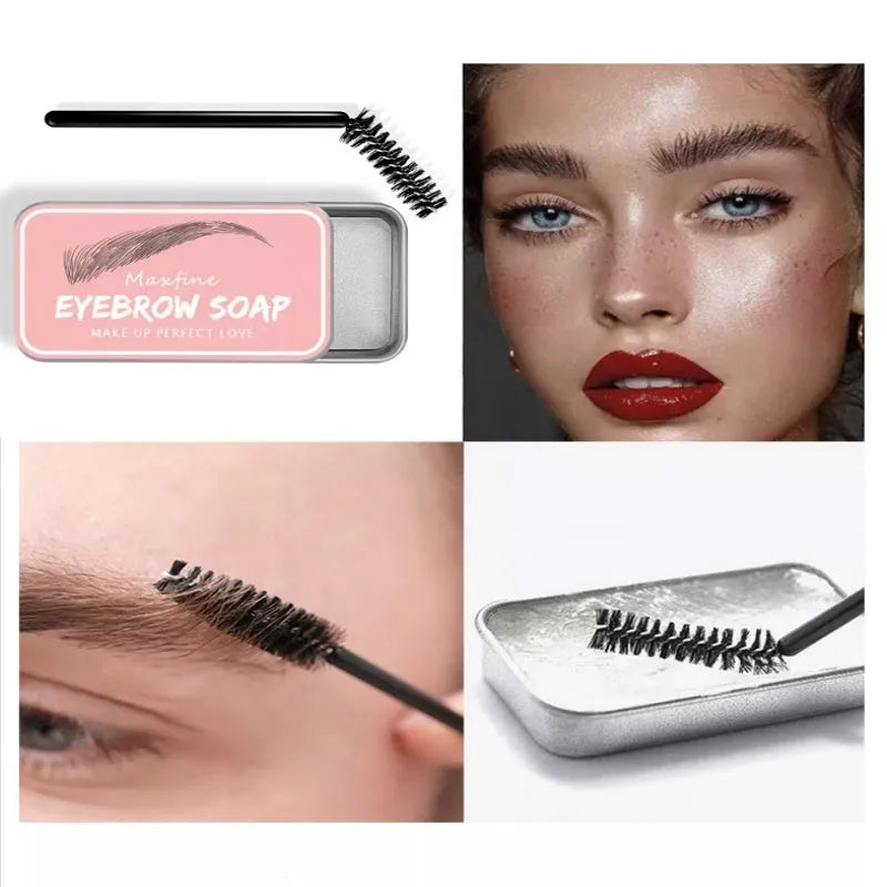 Eyebrow cream pot and brush kit for natural brow shaping and dyeing