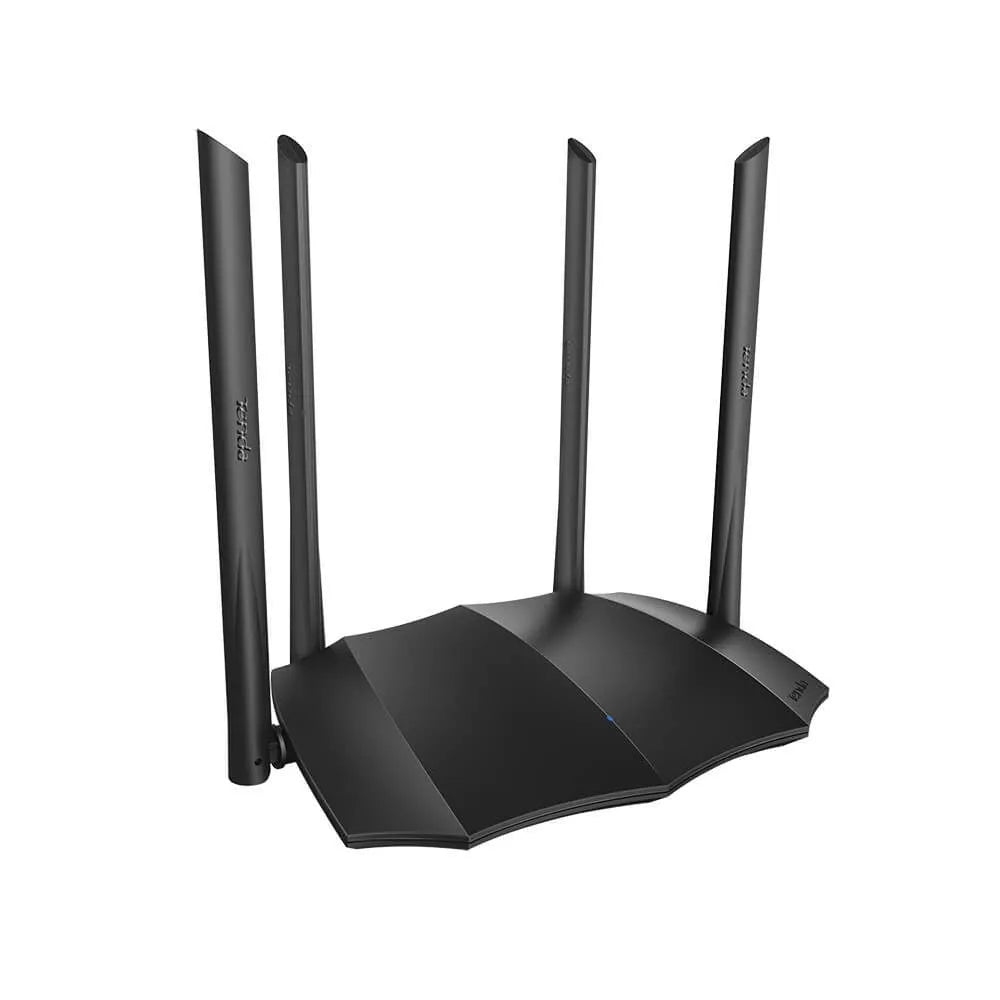 AC8 dual-band wireless gigabit router with multiple LAN ports on a desk.