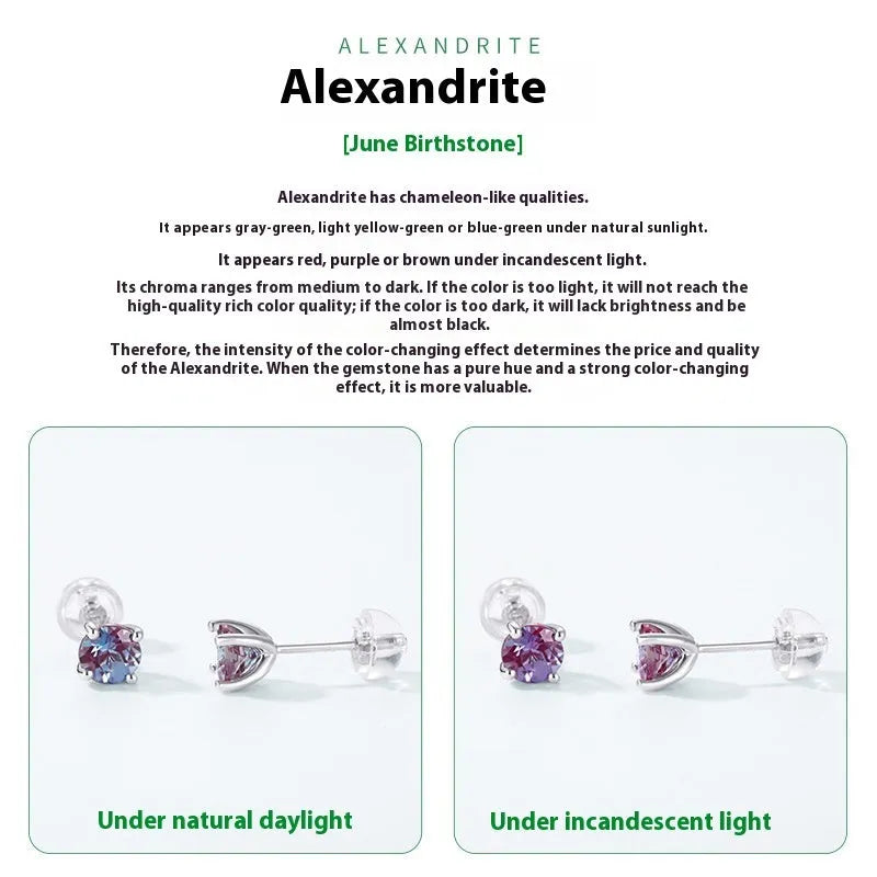 925 silver Alexander stone ear studs with 6mm geometric round design and 0.8mm post thickness
