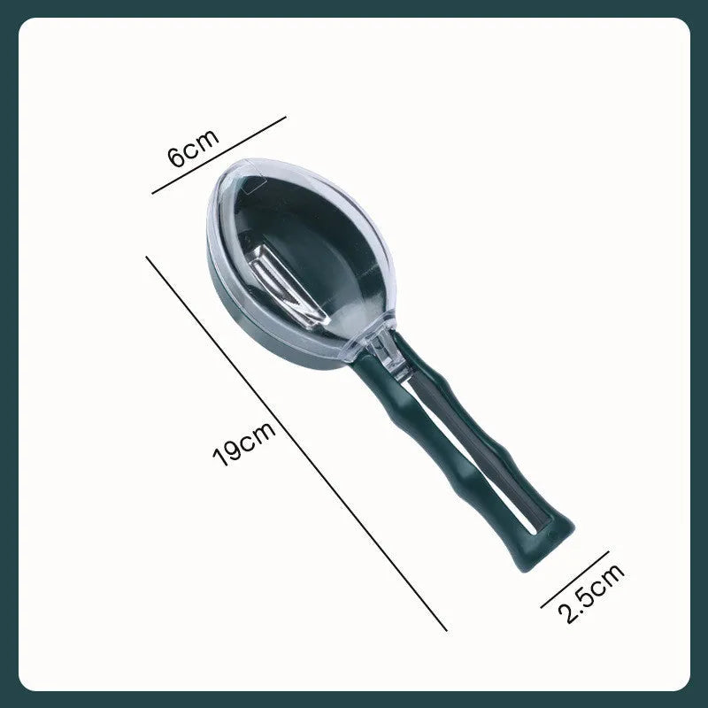 Yellow peeling knife with attached plastic storage lid for fruit and potato peelings