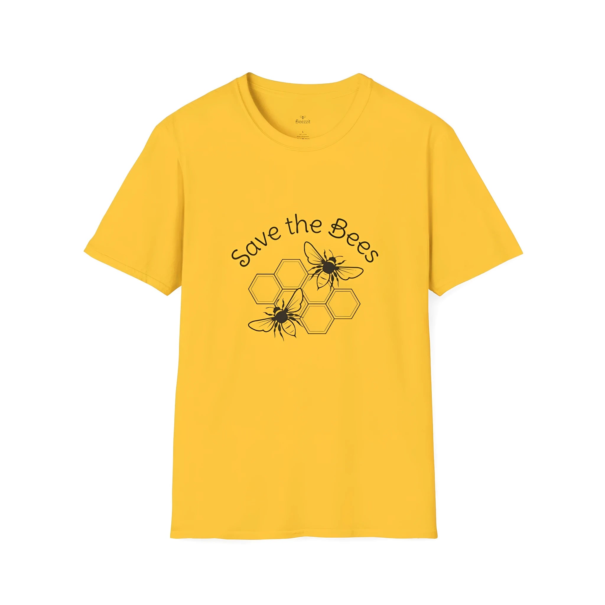 Yellow men's loose-fit short sleeve t-shirt with a 3D digital printed design on the front.