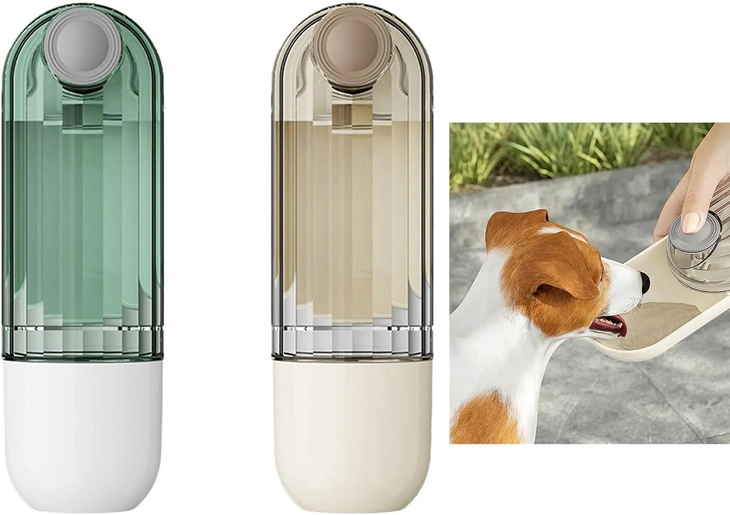Dog water bottle food dispenser with foldable design and leak-proof seal for outdoor use