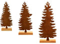 Three metal Christmas tree ornaments with elk designs, rusty iron finish, 15-25cm height