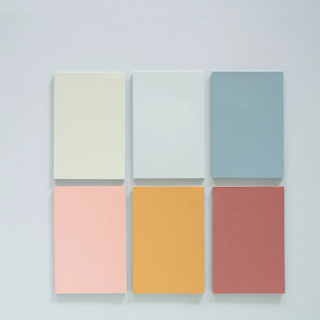 Pack of large 12cm x 8cm sticky notes in six different colours, 150 sheets total