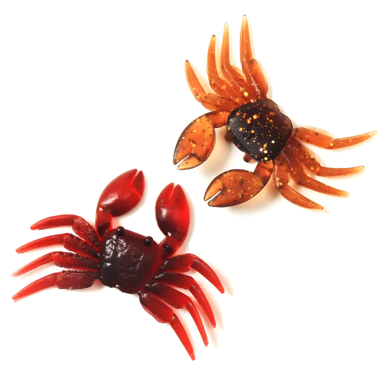 PVC crab fishing soft bait lure in red and brown colours, 8cm size