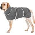 Super absorbent dog bathrobe and towel in seven sizes for small to large breed dogs.