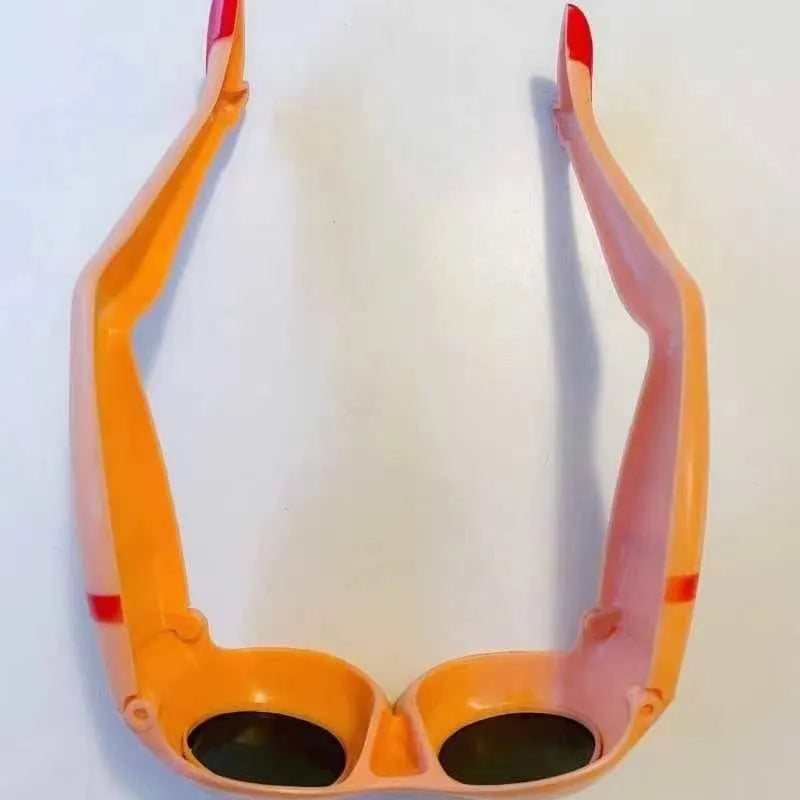 Orange personality sunglasses with 15x20cm oversized frames and exaggerated leg hip design