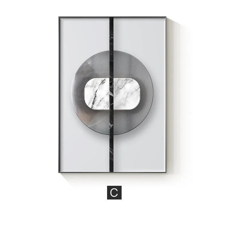 Abstract geometric pattern printed on a canvas wall poster, showing one of nine available style variations.
