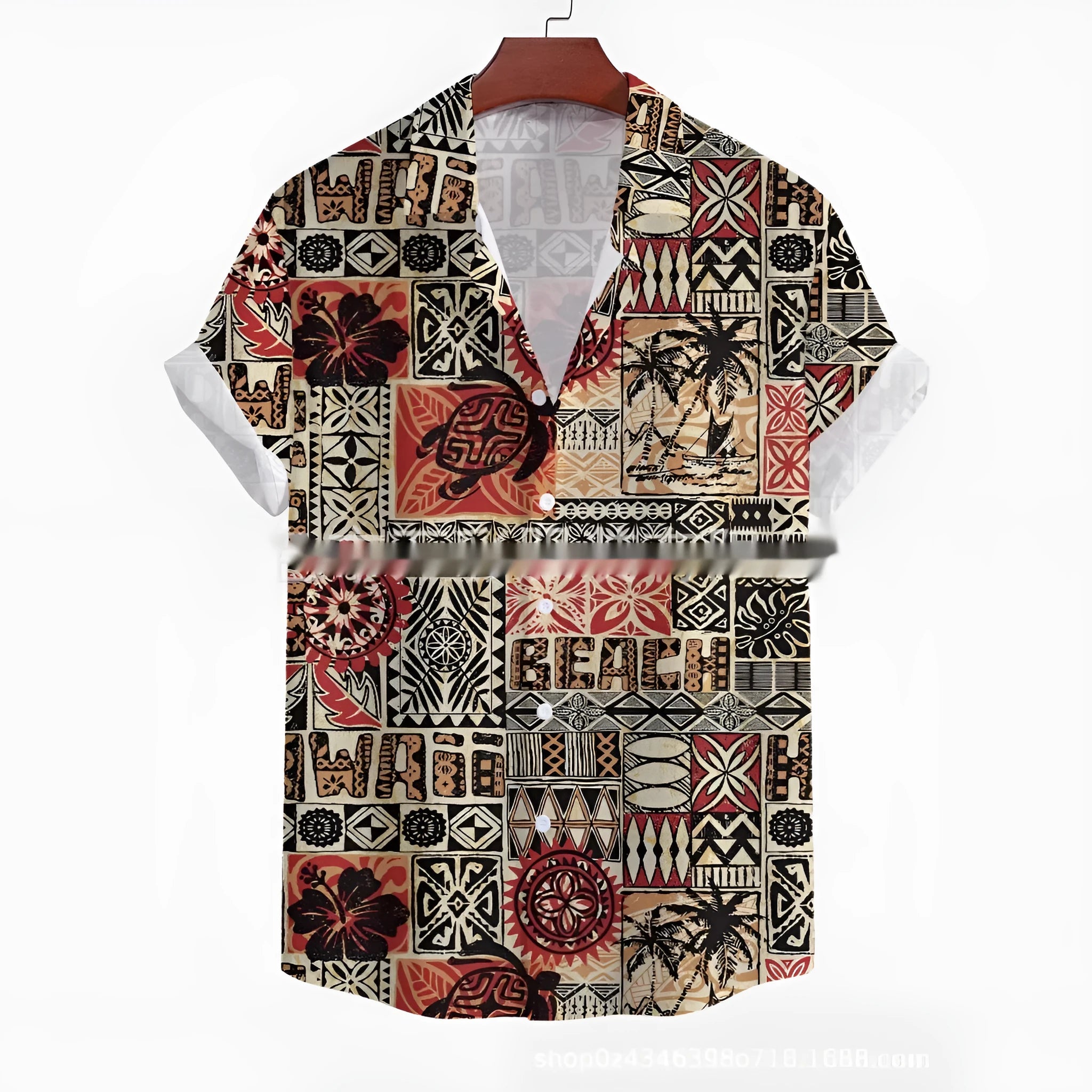 Men's casual short-sleeved floral print shirt with loose cardigan fit in various colour options