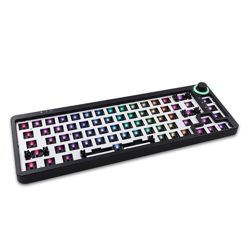 68-key Bluetooth mechanical keyboard kit in white or black plastic with backlight and multimedia keys, weighing 0.8 kg.