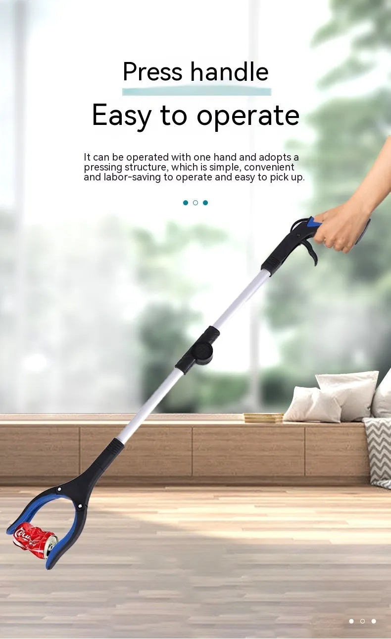 Foldable aluminium alloy pick-up clamp extended to 80cm with magnet sucker, showing blue handle option