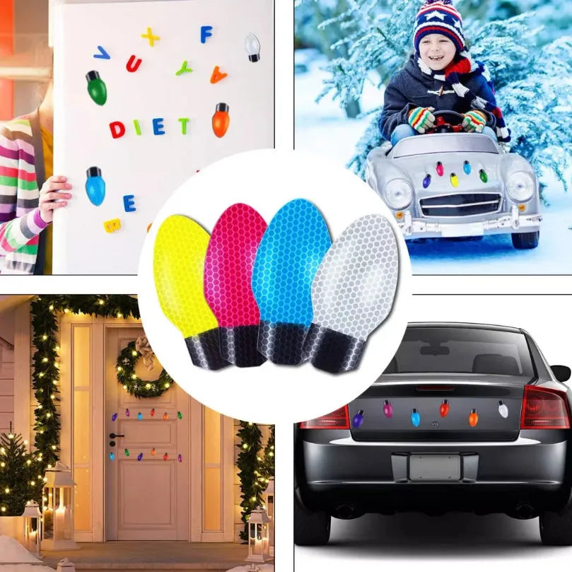 Magnetic reflective Christmas light bulbs with white honeycomb material for car and refrigerator decoration