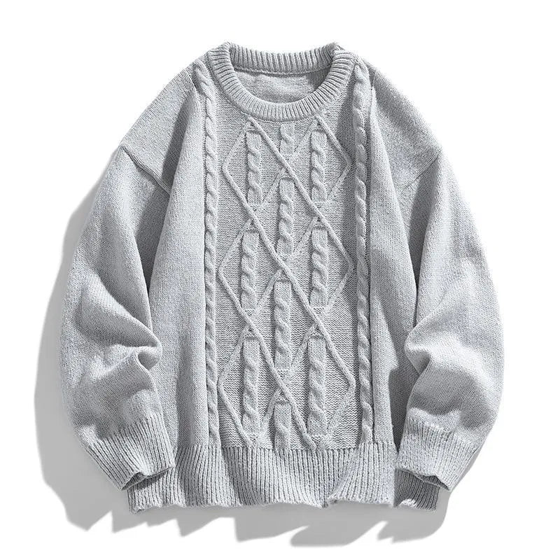Twist stripes furry pullover sweater in light gray or Cloud Blue, thickened autumn winter top, sizes M to 3XL