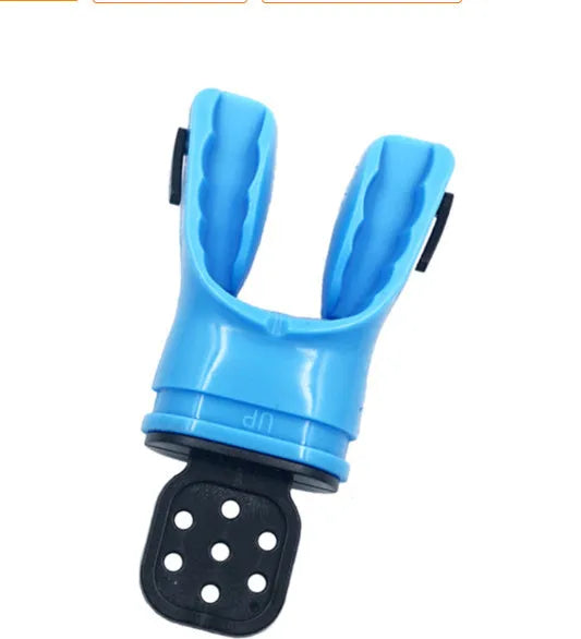 Plastic free edible silicone diving mouthpiece in assorted colours showing 110mm length.