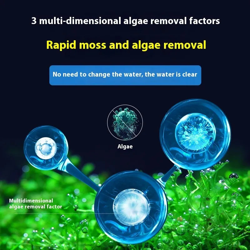 Ecological algae removal agent bottle for freshwater aquariums and fish ponds in three size options