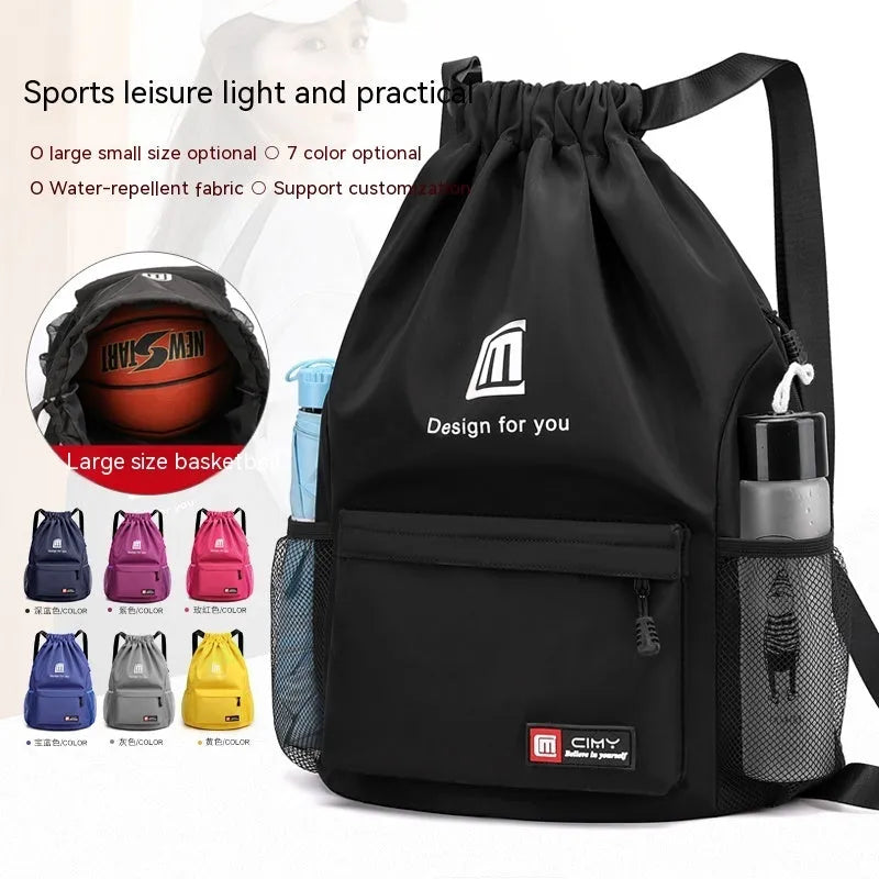 Women's Oxford travel backpack in black with pull-belt closure and double-joint shoulder straps