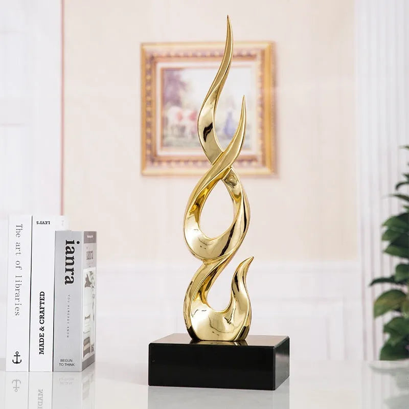 Resin festival decoration ornament with half-handmade construction in bright gold finish