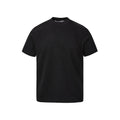 Air layer stitching short sleeve top in black, loose fit, polyester fabric, Asian sizing