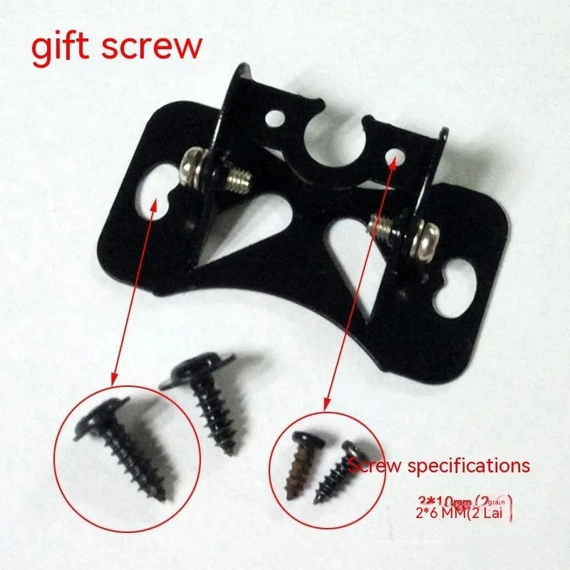 Black metal universal car camera holder with adjustable angle bracket and four mounting screws