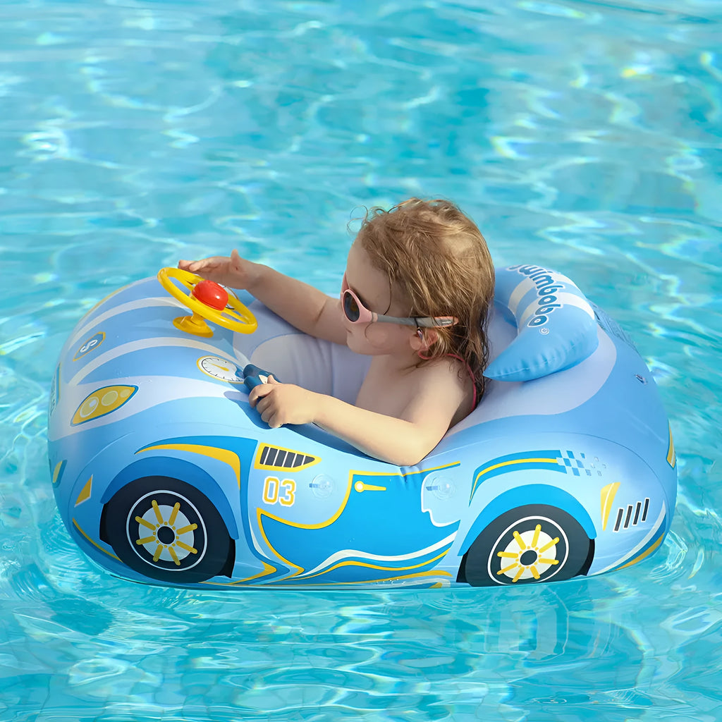Pink cartoon sports car inflatable swimming ring for children's swimming and wading
