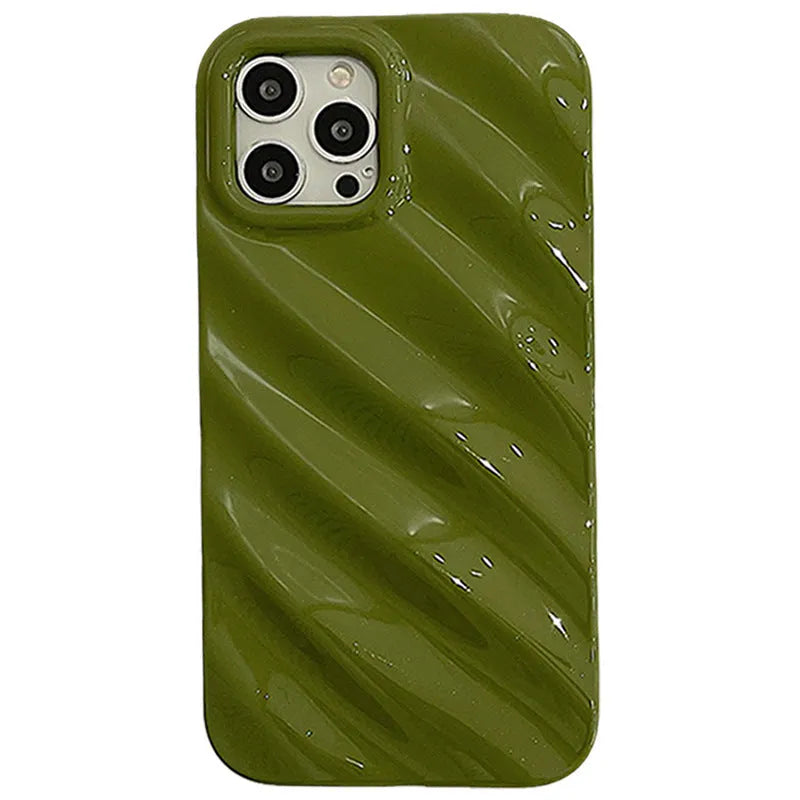 Nordic style pleated silicone iPhone case with laser detailing in silver colour.