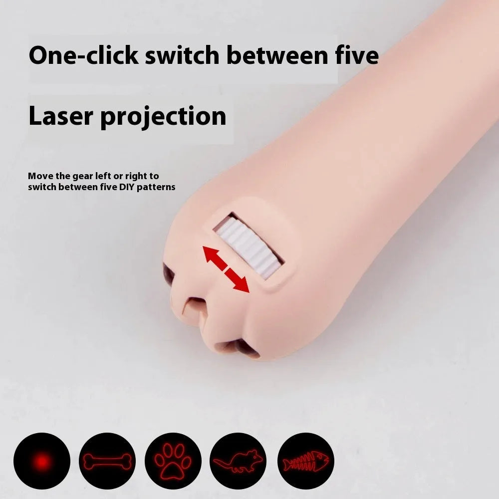 Plastic infrared cat teasing stick with rotating light, showing blue colour option
