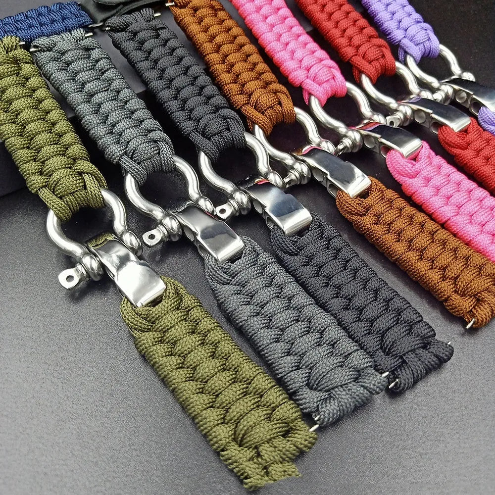 Woven nylon watch strap for iWatch 38-49mm with steel buckle, connector and multiple colour options