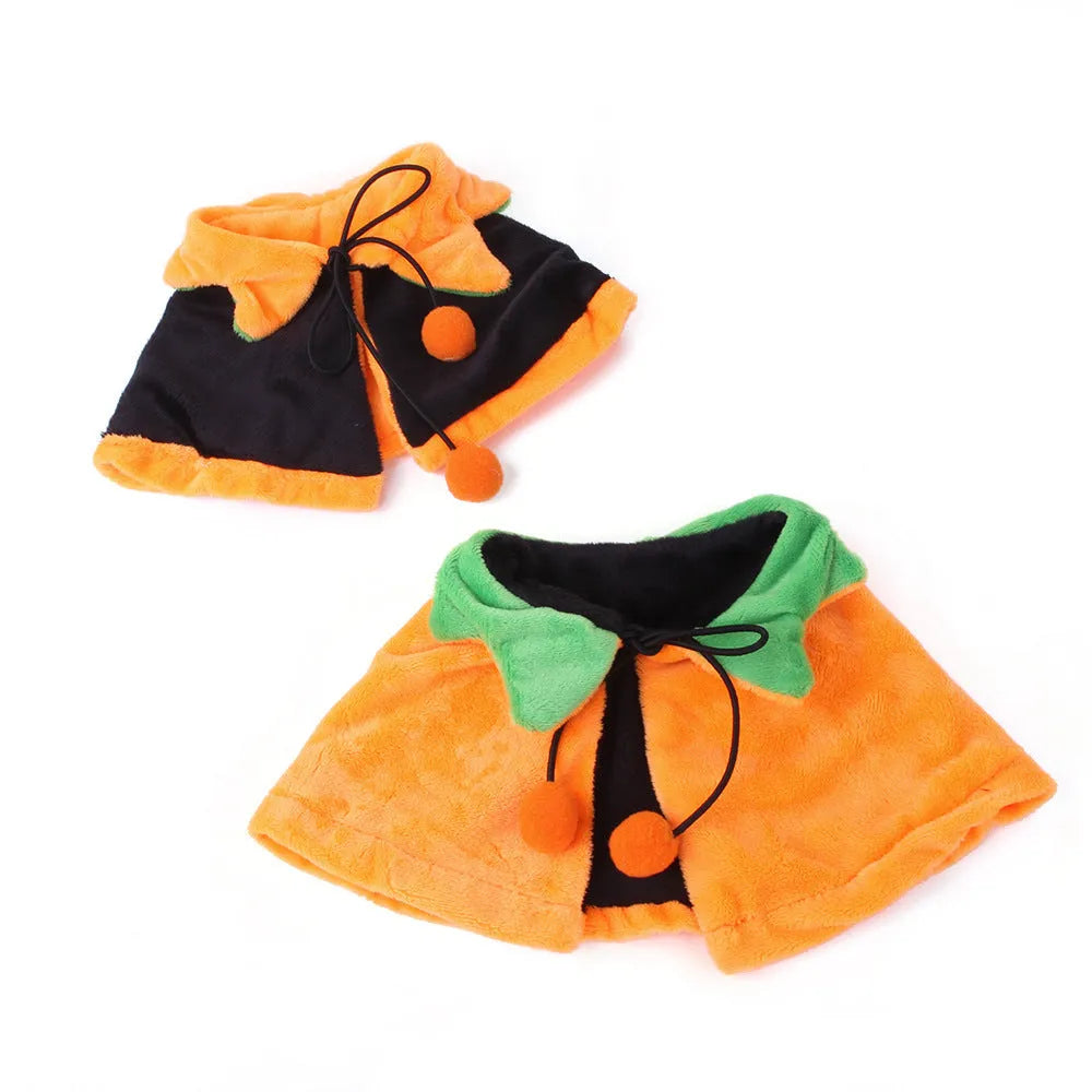 Halloween pumpkin double-sided dog cloak cat costume in plush material
