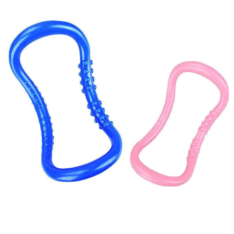 PP plastic yoga stretching ring in purple, blue, or pink colour for Pilates back opening exercises