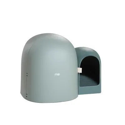 Fully enclosed oversized cat litter box in ABS plastic measuring 67.7cm long with three colour options