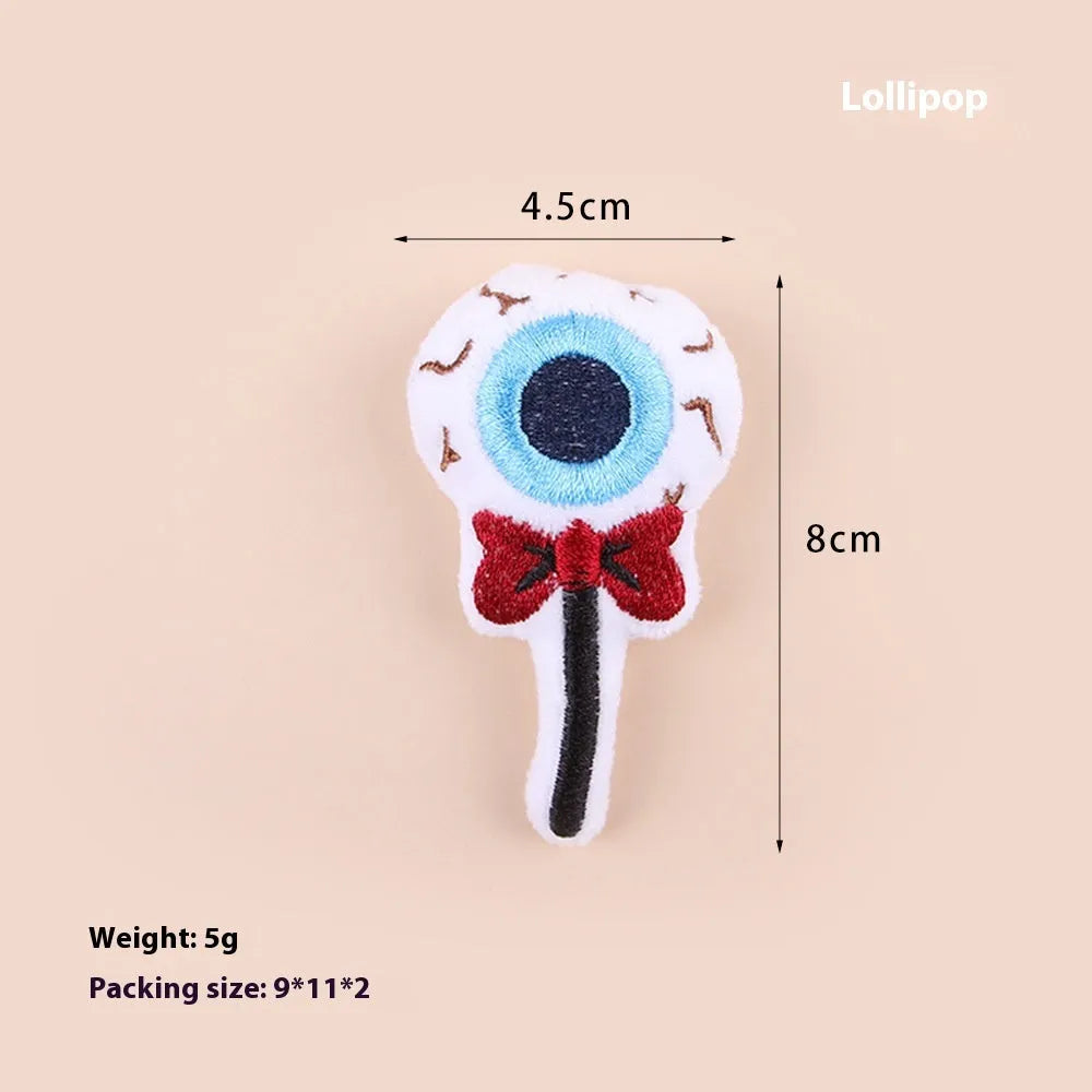 Plush cat teaser toy with candy pattern design for interactive feline play