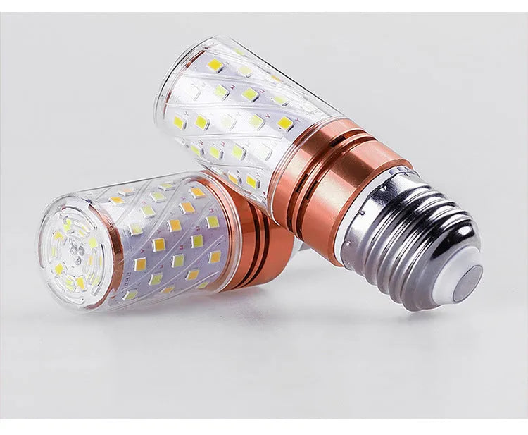E14 12W LED corn light bulb showing three colour temperature options