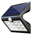 Outdoor solar wall light with motion sensor and IP65 waterproof rating for garden lighting