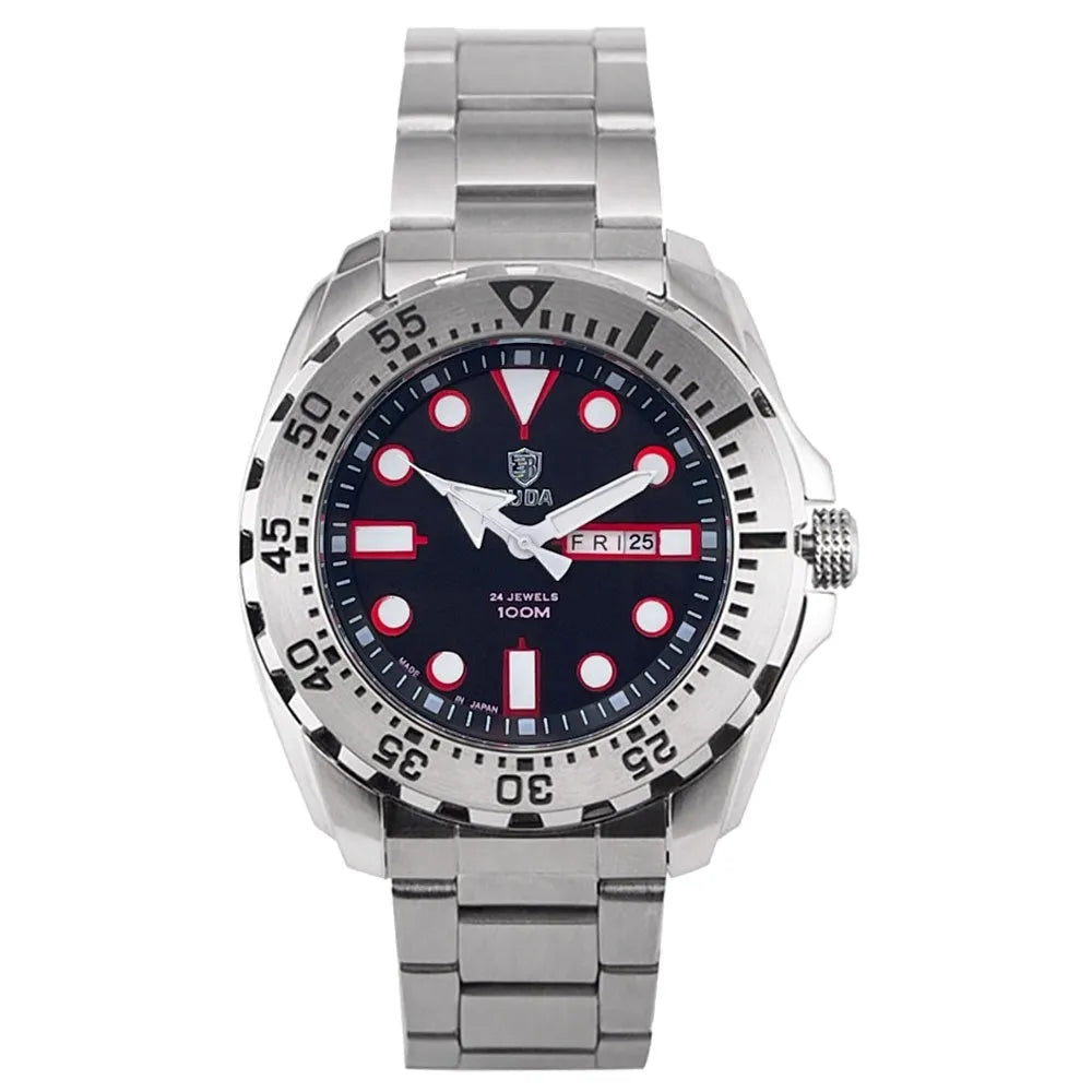 Waterproof luminous quartz men's watch with steel strap in blue colour option